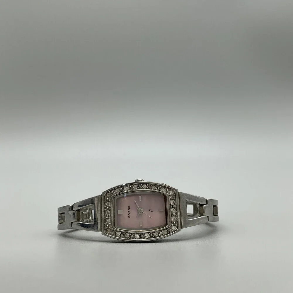 Fossil ES-9722 Womens Watch 18mm Iridescent Dial Crystal Bezel New Battery 6